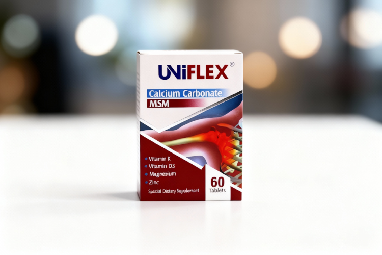 تصویر بسته بندی قرص یونی فلکس برای سلامت مفاصل و استخوان ها